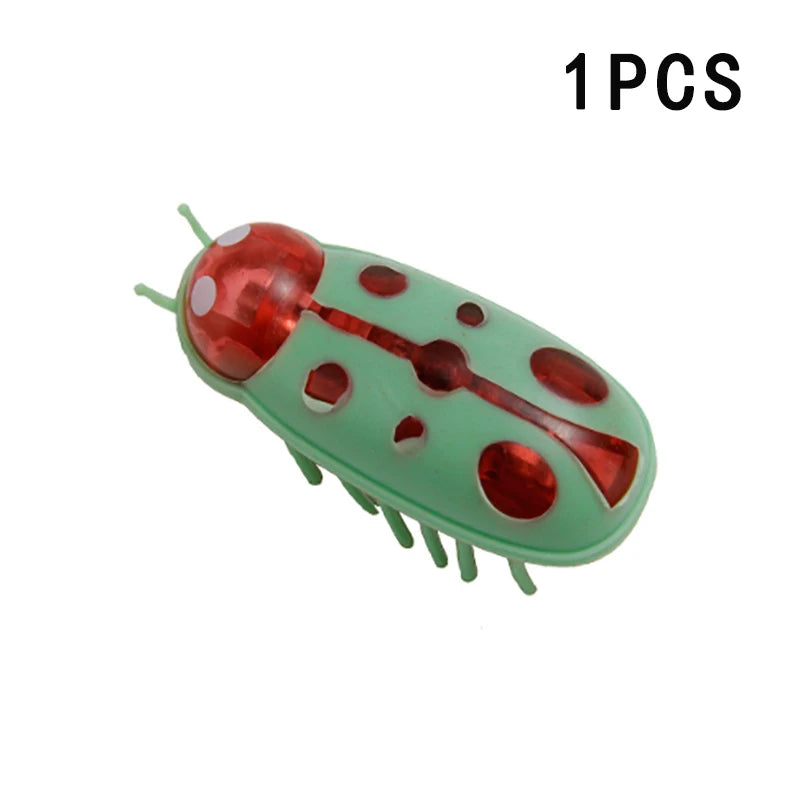 Pet interactive mini electric nano insect cat toy automatic obstacle avoidance and flipping toy battery driven Beetle toy